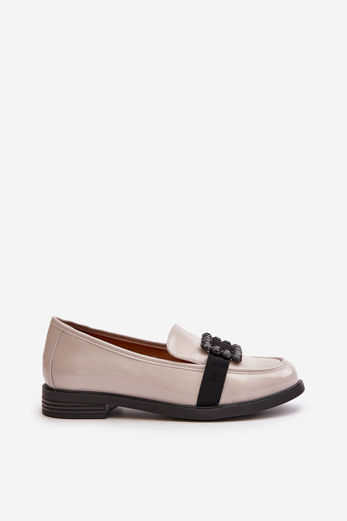 Лаковані жіночі мокасини з декором світло-сірі Vinceza 58389