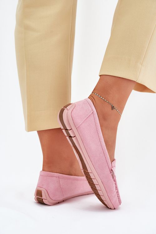 Жіночі замшеві мокасини світло-рожеві Lenvie