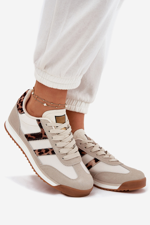 Низькі Жіночі Кросівки Леопардові Бежеві Rulaana