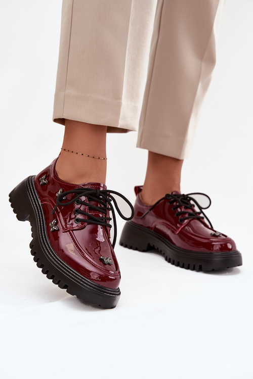 Лаковані шкіряні жіночі туфлі з пряжками Artiker 57C0336 бордові