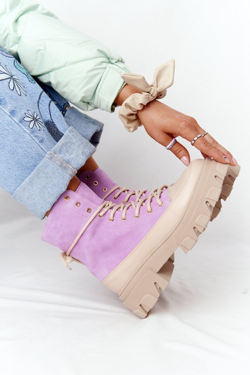 Жіночі замшеві черевики Lewski Shoes 3007-0 Фіолетові