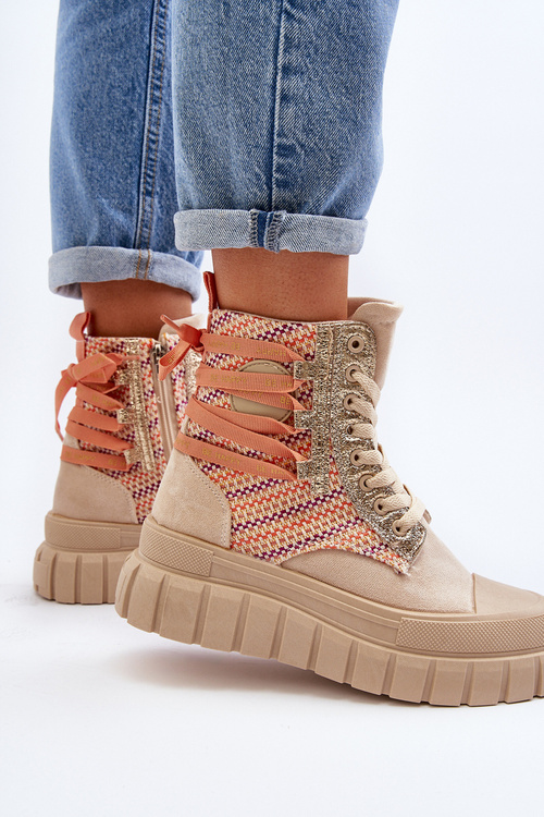 Жіночі високі замшеві кросівки бежеві Eleamia