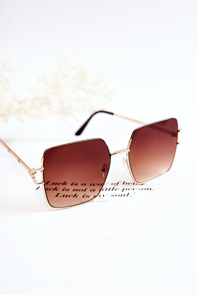 Сонцезахисні окуляри великі V160020 коричнево-золоті