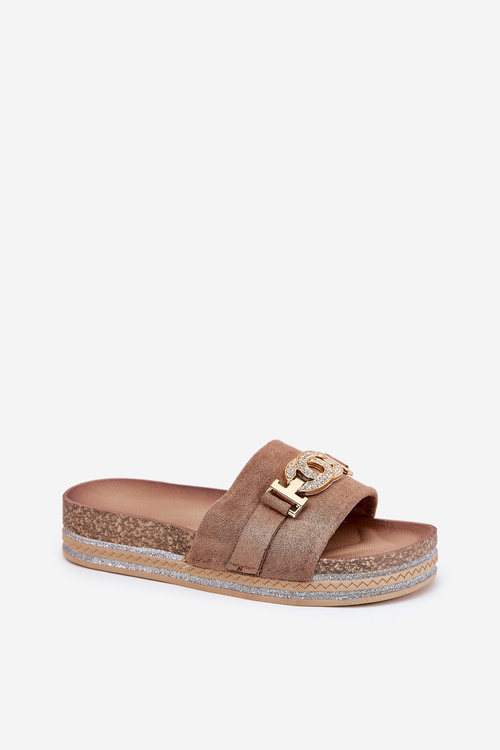 Жіночі Сандалі З Золотою Деталлю На Платформі З Блискітками Хакі Ейнес