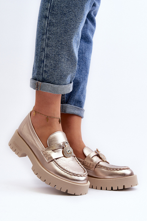 Шкіряні лофери із золотим декором CheBello 4291