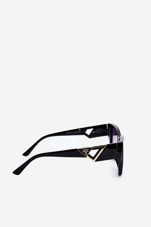 Жіночі класичні сонцезахисні окуляри з декоративними деталями UV400 чорного кольору