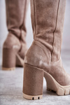 Жіночі замшеві чоботи бежеві Жоржет