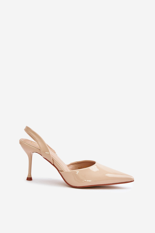 Лаковані підбори з відкритою спиною бежеві Emmizola