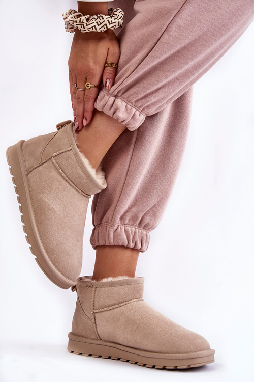 Жіночі замшеві низькі зимові черевики світло-бежеві Shelie