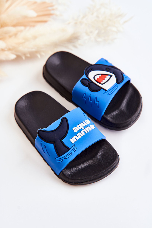 Світлі дитячі тапочки Темно-сині Sharky