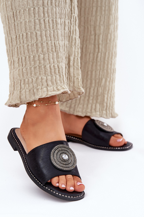 Жіночі Плоскі Сандалі З Декором S.Barski KV51-013 Чорні