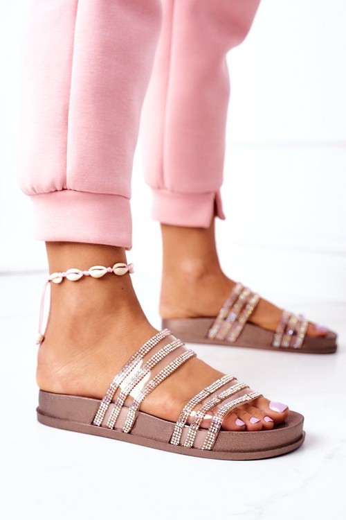 Гумові тапочки з кубічним цирконієм рожевого золота Сумую за тобою