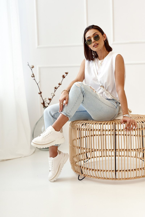 Жіночі кросівки на масивній підошві білі бежеві Riri