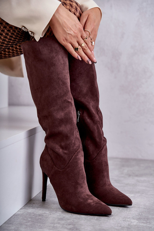 Класичні замшеві чорні чоботи на коричневій Ameya