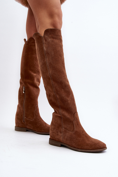 Чорні замшеві чоботи Zazoo 3407 на плоскій каблуці