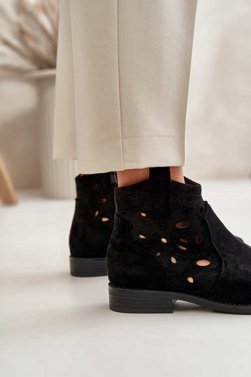 Жіночі ботильйони з вирізом на блискавці чорні S.Barski HY42-081