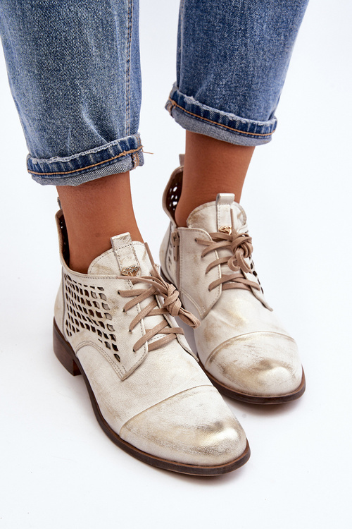 Срібні шкіряні жіночі чоботи Zazoo 2878 з низьким вирізом