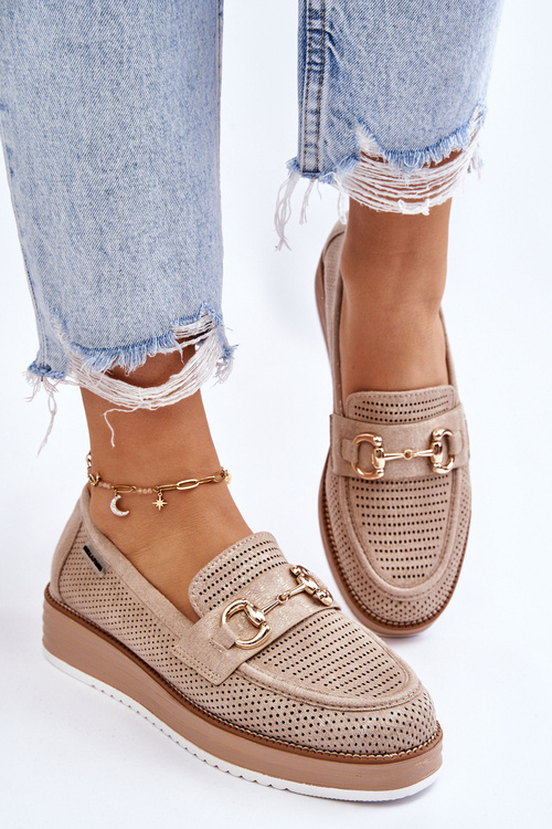 Жіночі лофери на платформі бежеві Danny