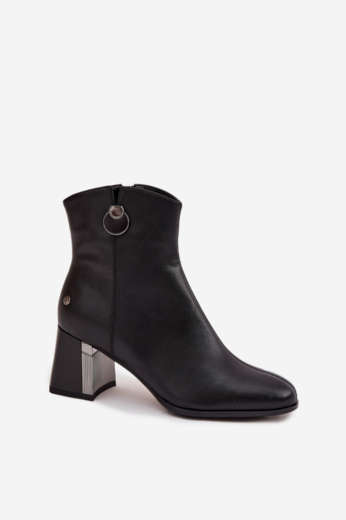 шкіряні черевики на підборах Maciejka K7203-04 Чорні