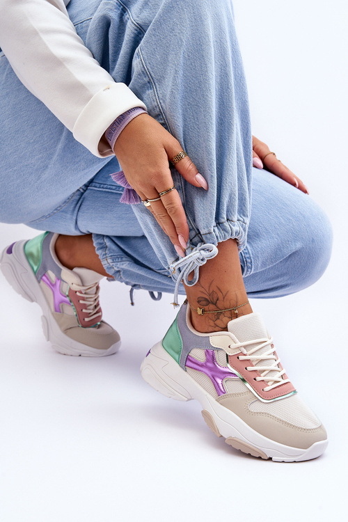 Жіночі кросівки на шнурівці Cortes бежево-зелені