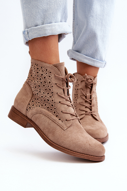 Чоботи жіночі з малюнком бежеві S.Barski HY66-136