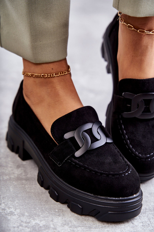 Жіночі замшеві туфлі на платформі чорні Janne