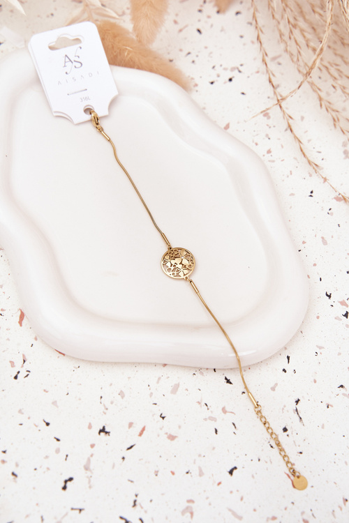 Жіночий браслет з підвісою кільце з квіточками золото