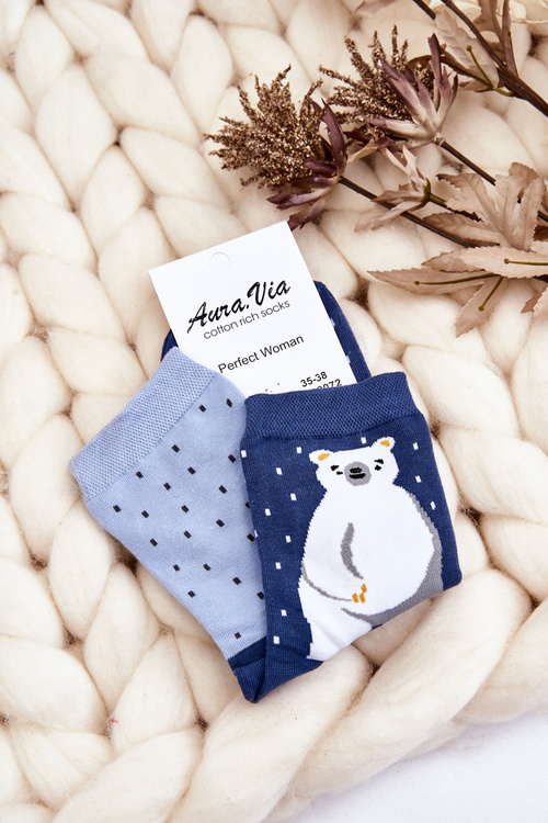 Жіночий смішний білий ведмідь темно-синій