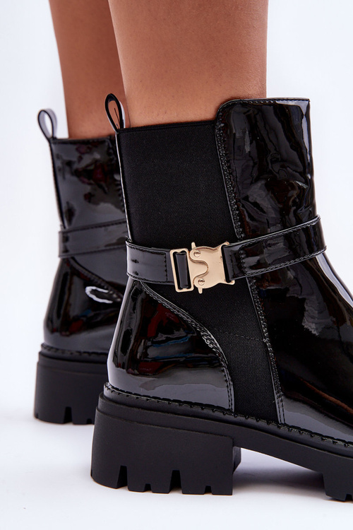 Шкіряні ботильйони жіночі чорні Elspetia