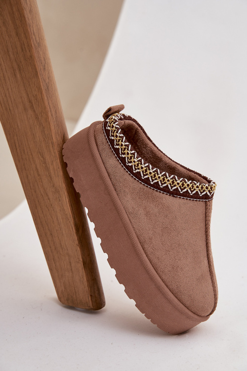 Дитячі молодіжні зимові черевики з вишивкою на платформі Khaki Jolisse