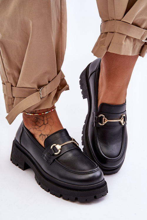 Жіночі класичні мокасини на платформі Black Miracle