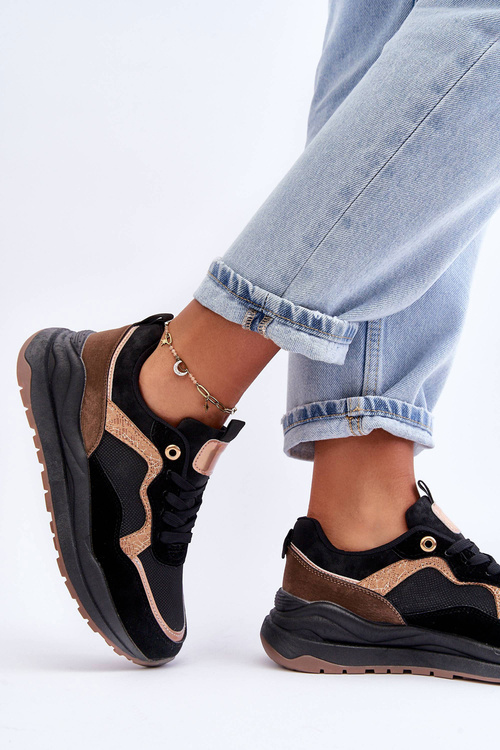 Модне шкіряне жіноче спортивне взуття Black Calarene