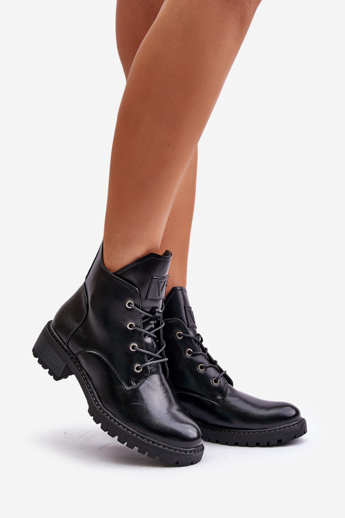 Теплі жіночі ботильйони на низькому каблуці Vinceza 58136 Чорні