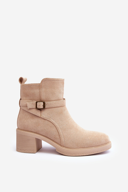 Замшеві чоботи з пряжкою Бежеві Neste