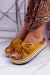 Жіночі шльопанці з кокардами на товстій підошві Жовта Міледі