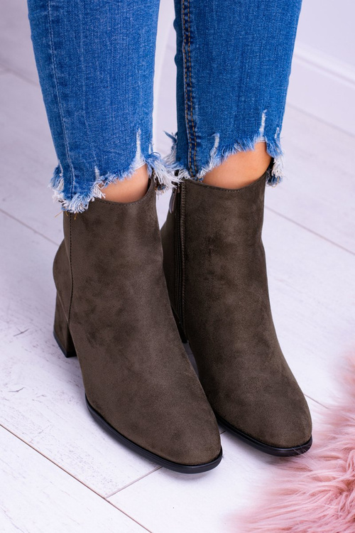 Жіночі чоботи на шпильці замшеві хакі Ferimate