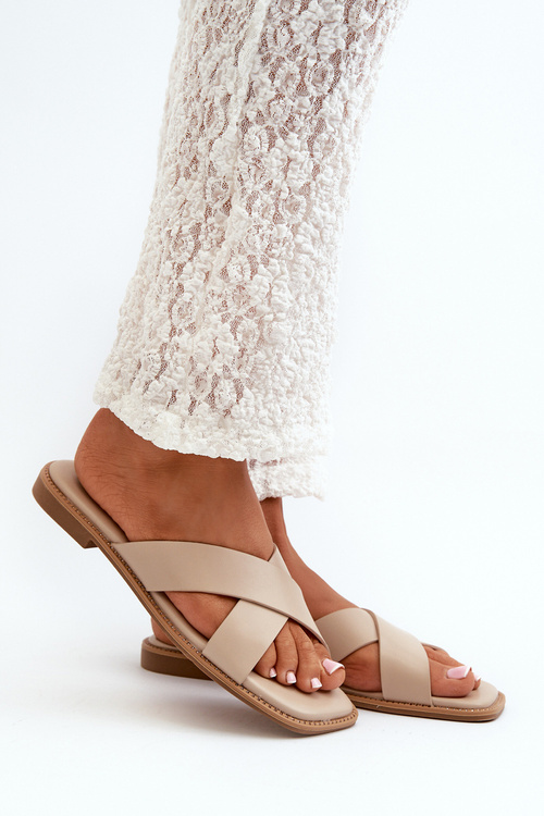 Жіночі босоніжки на плоскій підошві з еко шкіри S.Barski KV27-002 Бежеві