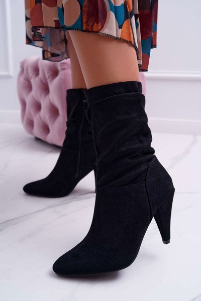 Жіночі чоботи на шпильці за щиколотку Утеплені чорні Темма