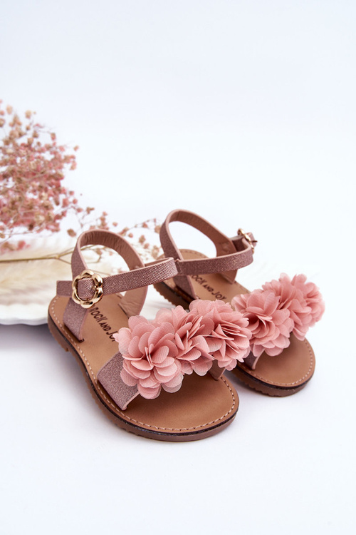 Модні дитячі босоніжки з квіточками рожевого кольору