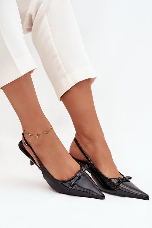 Лаковані туфлі на високому каблуці з бантом Чорні Olvena