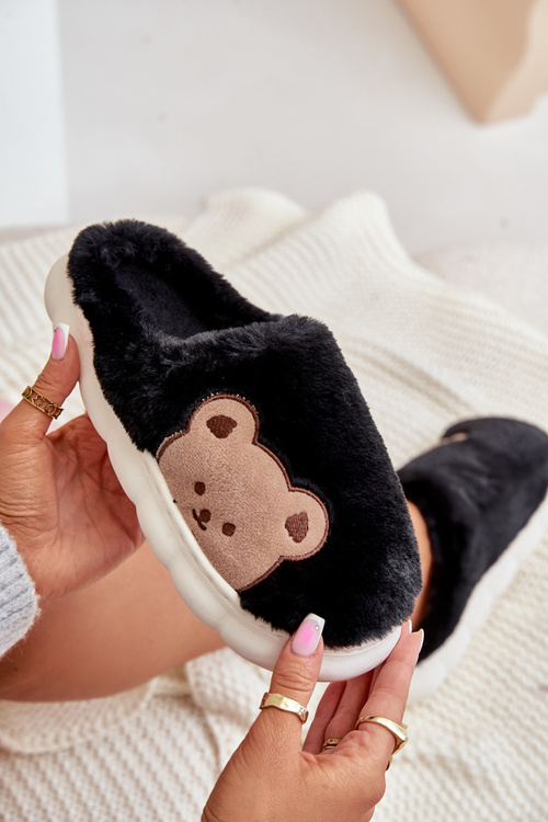 Пухнасті тапочки жіночі Ведмеді Чорні Firedi