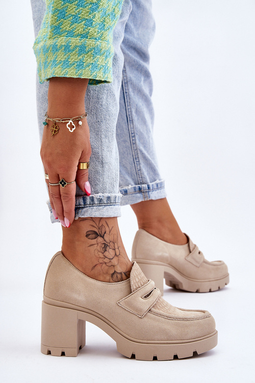 Замшеві туфлі на підборах і платформі світло-бежевого кольору Arabell
