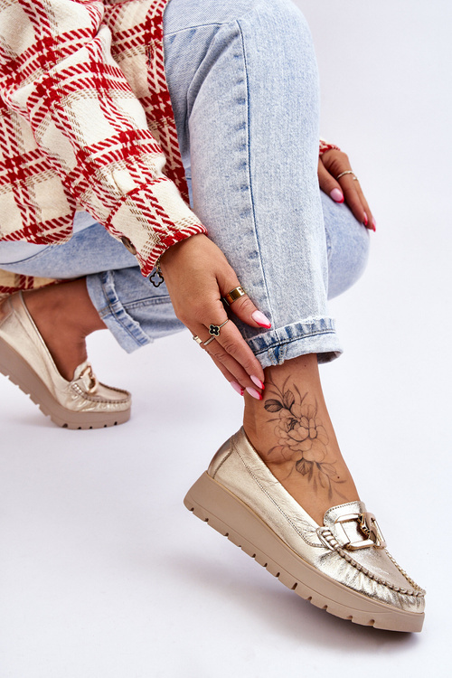 Шкіряні мокасини на платформі Zazoo 10141 із золотим декором