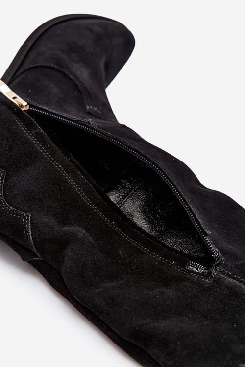 Чорні жіночі замшеві ковбойські чоботи Zazoo 3427