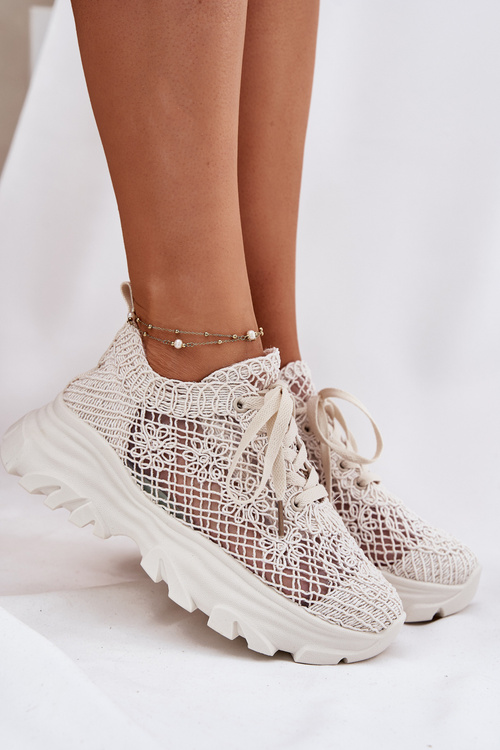 Жіночі Кросівки З В'язаним Верхом Бежеві Jelhiris