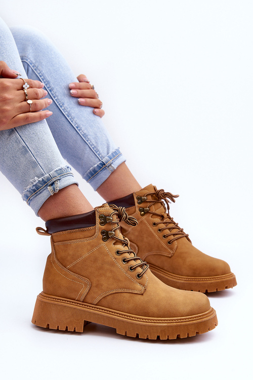 Жіночі коричневі черевики зі шкіряною підкладкою з хутряною підкладкою