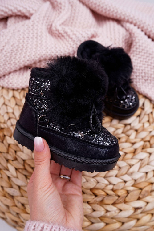 Дитячі снігові черевики з флісом Чорні Мінні Маус