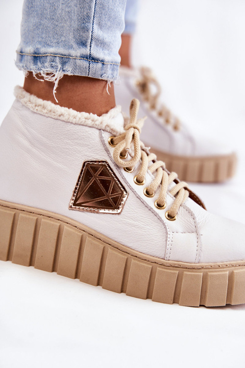 Шкіряне спортивне взуття на зав'язках Біле взуття Lewski 3252 / N