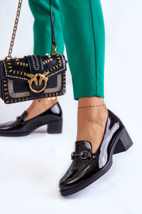 Шкіряні туфлі на стовпі з орнаментом Black Semila