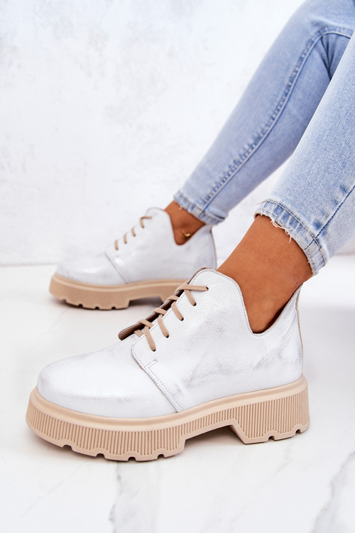 Броги На Масивній Підошві Ніколь 2701/005 Біло-Срібло